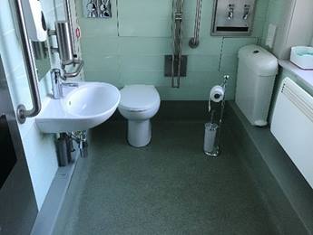 A photograph of the first floor accessible toilet at Burlington House